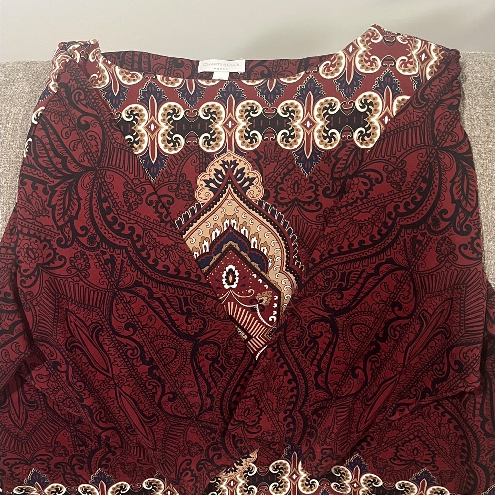 Charter Club Burgundy and Cream Patterned Top Plus Size 3X. - Picture 13 of 13